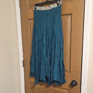 Chaudry Kc A-Line Skirt with Floral Jeweled Waistband